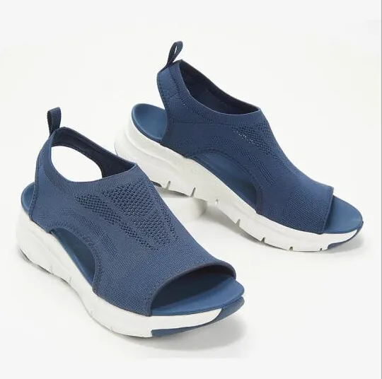 Flat-Soled Sandals Women's Shoes Summer New Net Cloth Thick-Soled Soft Soles Casual Sports Women's Shoes Flat Sole Flying Fish Mouth Shoes HZ0115