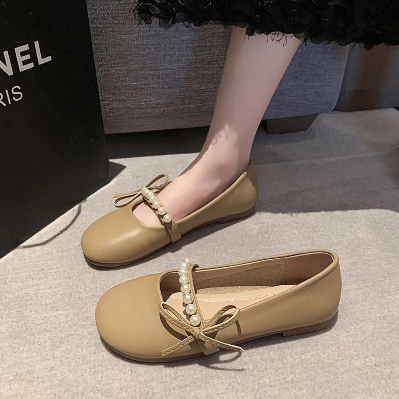 Mary Jane Shoes Women's New Evening Evening Shoes In The Spring And Autumn 2025S Gentle And Lightness Low Heel Roundhead Pearl Bow Single Shoes HZ0115