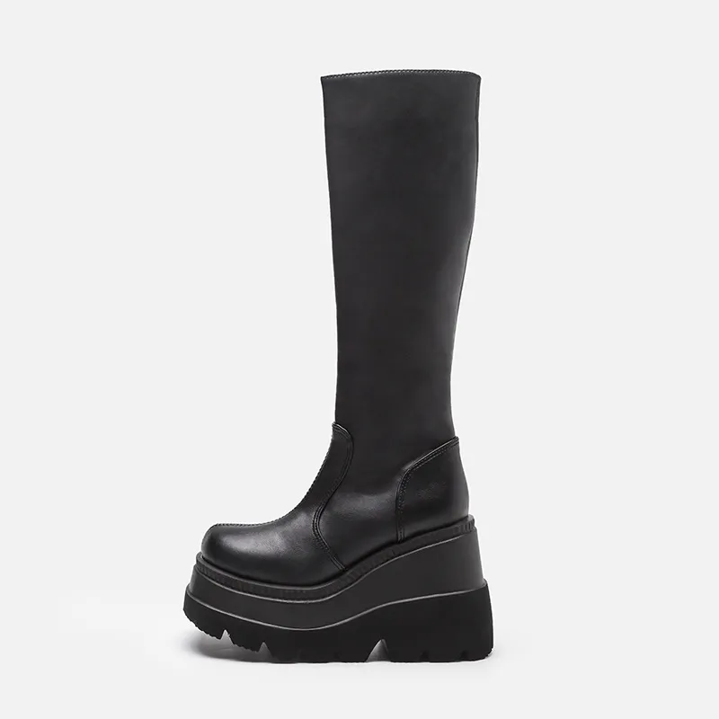 Po And Small Cylinders Around The Gothic Style Thick-Bottomed Long Boots Locomotive Knight Boots But Knee-High Boots HZ0115