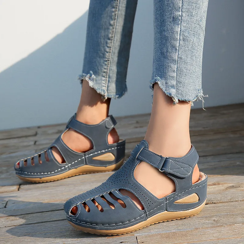2025 Summer New Large-Size Daily Leisure Bag Head With The Magic Sticker Women's Slope Sandals HZ0115