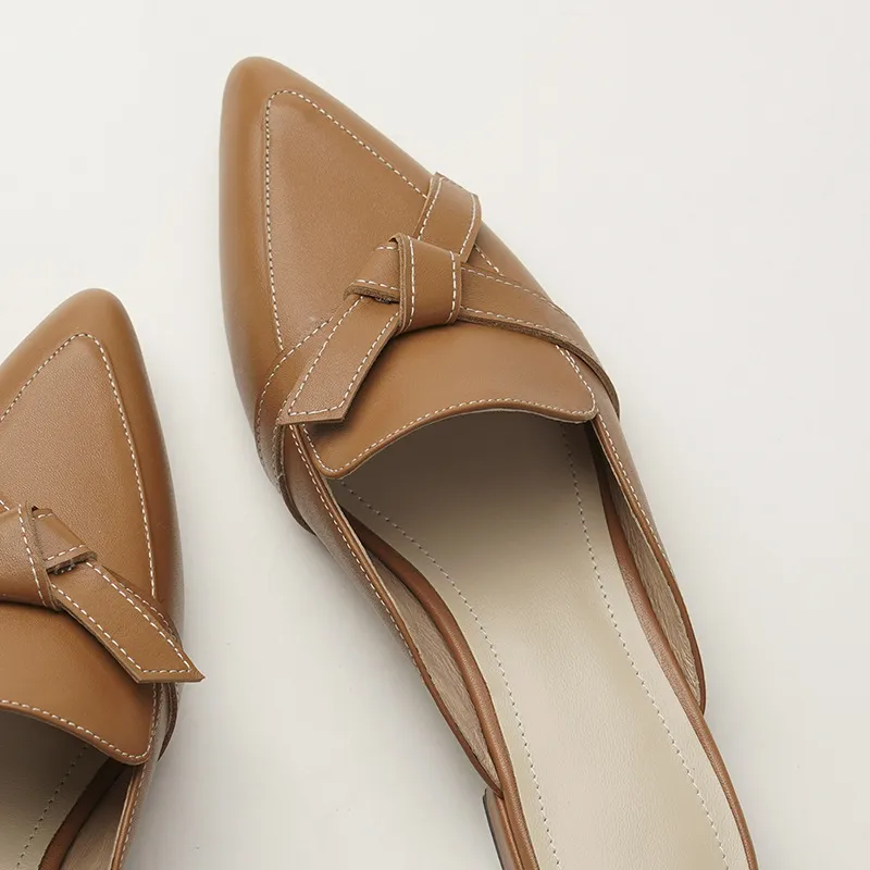 2025 Summer New Head Tip Half Slippers Women Wear Muller Shoes Flat Bottom Half Cool Drag HZ0115