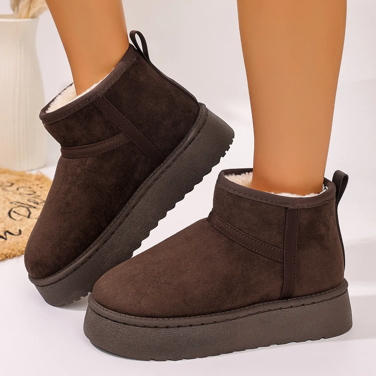 Thick Bottom Snow Boots Women's New Winter Plus Velvet Thick To Keep Warm Short Boots Pedal Sleeve Shoes HZ0115