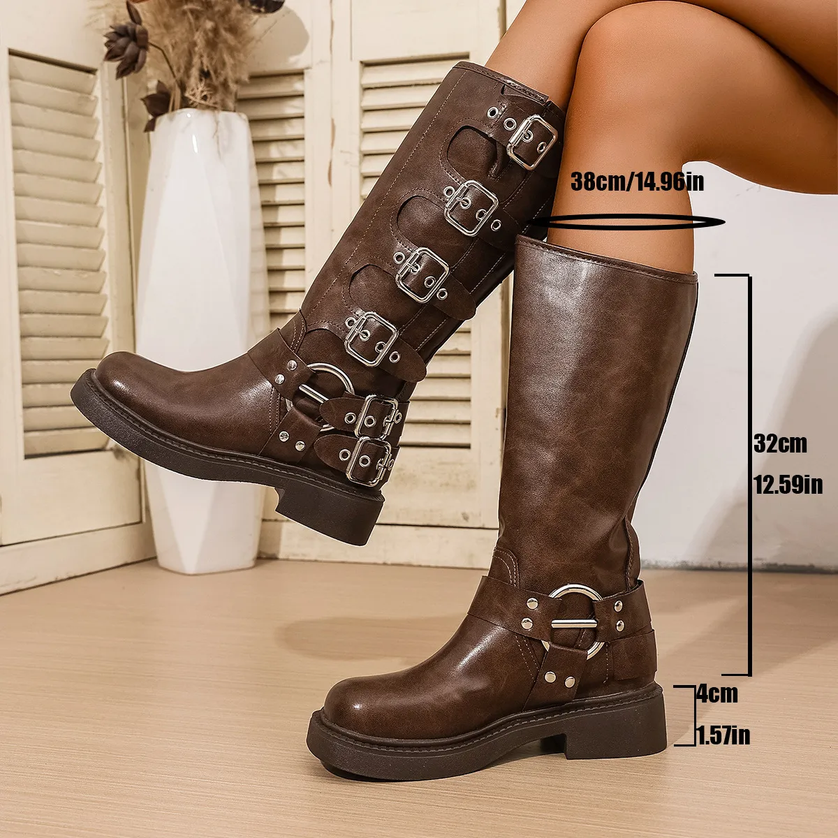 Western Cowboy Boots Retro Brown Boots Maillard Boots Children Spring And Autumn 2025 New Burst Knight Boots HZ0115