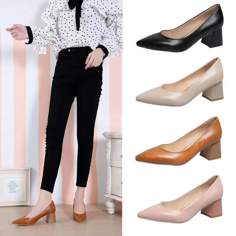 Women's Shoes 2025 New Autumn Korean Version Of The Pointed-Headed Single Shoes Women's Thick Heel Sexy High Heels Professional Shoes HZ0115