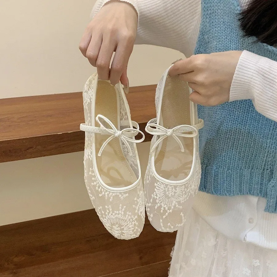 Fairy Style French Gentle Evening Shoes Women's Shoes 2025 New Spring Mesh Breathable Square Mary Jane Single Shoes HZ0115