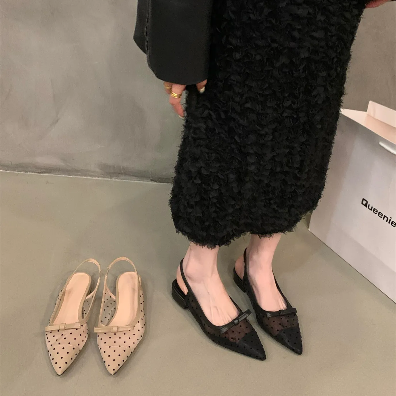 French Low-Heeled Bow Head Sandals And Fairy Shoes 2025 New Summer Mesh Canpermeable Flat Sole Shoes HZ0115