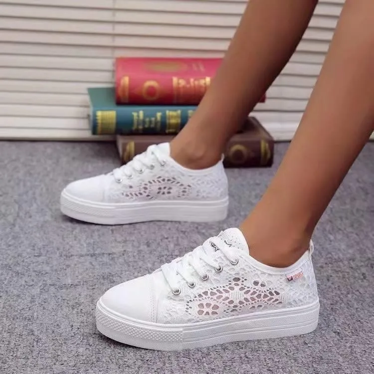 202542-43 Large-Size Women's Shoes New Hollow Mesh Breathable Loose Cake Leisure Single Shoes Women HZ0115