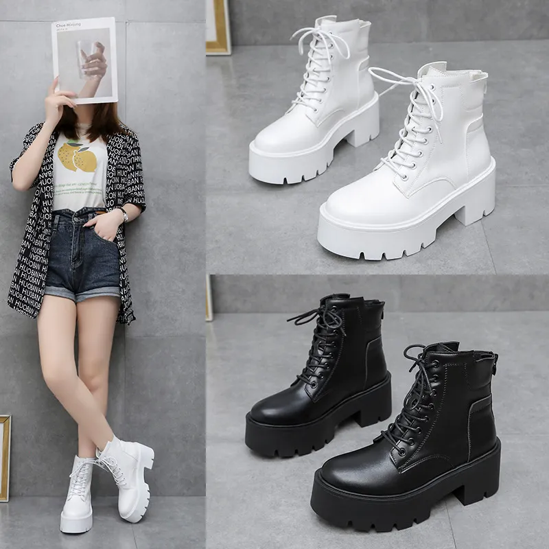 Fashion With Martin Boots Women 2025 Early Autumn New Net Red Thick And Thick Bottom Locomotive Boots Martin Boots HZ0115