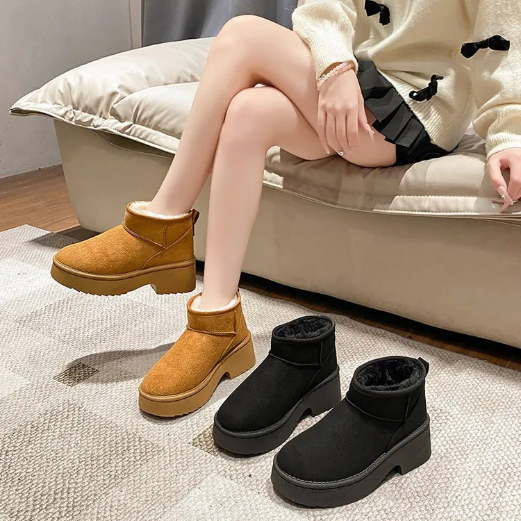 Fashion Snow Boots Women 2025 Winter New Velvet Warm Short Boots Thick And Leisure Cotton Boots HZ0115