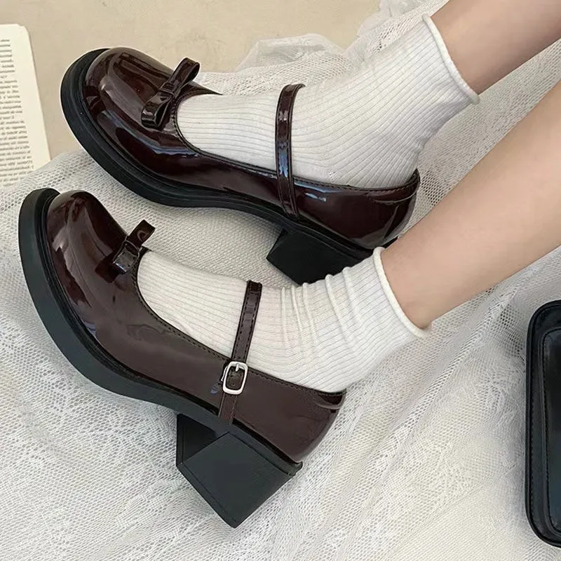 British Wind Thick Sole Small Leather Shoes French Retro Mary Treasure Shoes Single Shoes 2025 Autumn Round Head JK Lefu Shoes HZ0115