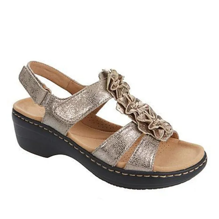 2026 Summer Sandals New Hollow Slope And Fish Mouth Flowers Leisure Comfortable Sandals Women Large Size HZ0115