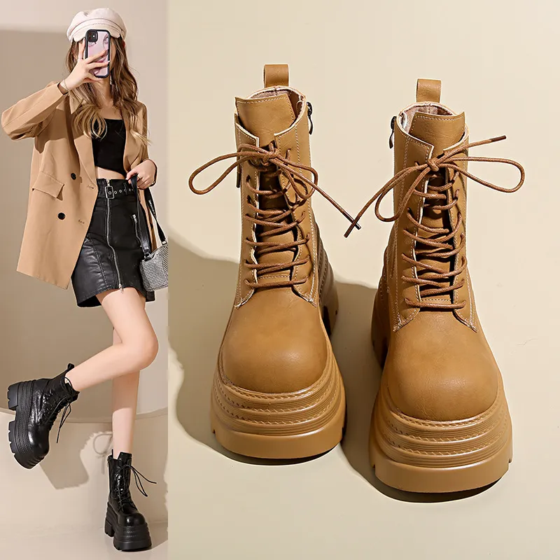 Martin Boots Women's Shoes British Wind 2025 Autumn New Thick-Bottomed Temperament Comfortable Fashion Retro Fashion Waterproof HZ0115
