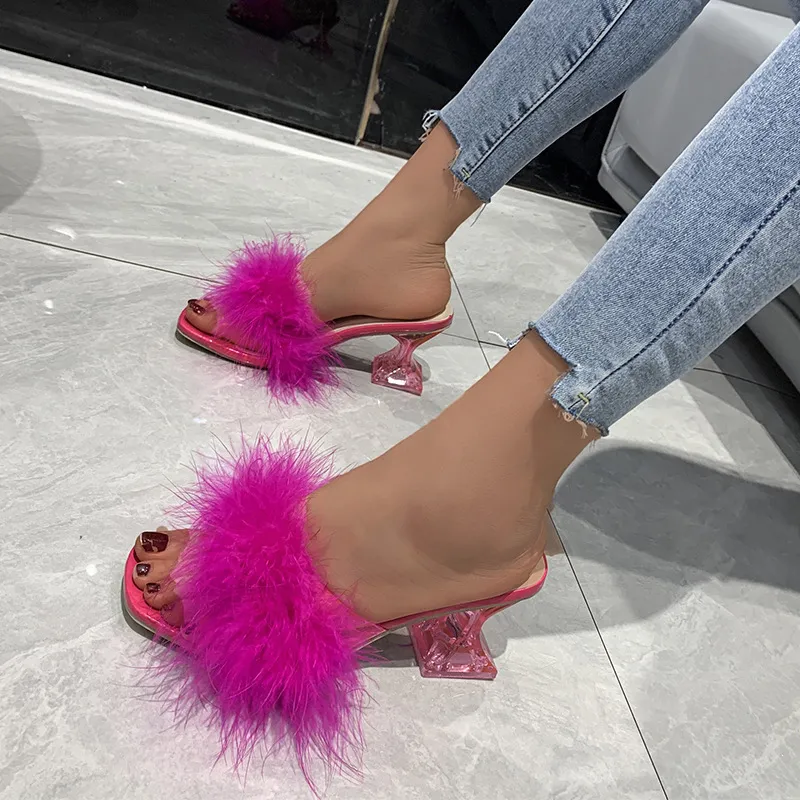 6CM Net Red Fashion Cool Drag 2025 Summer New Female Large-Size Lady Hairy Sexy High Heel HZ0115