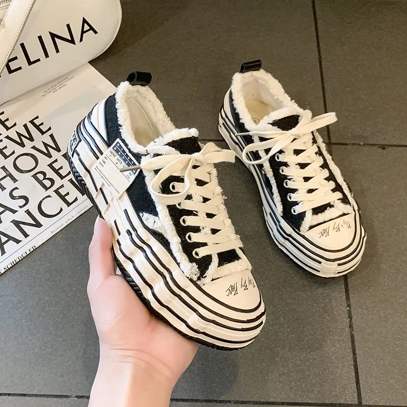 Wu Jianhao With A Thick-Sed Canvas Shoes Men's And Women's Shoes Yu Wenle Gene Mutation Of The Couple's Plate Shoes Spring Single Shoes HZ0115