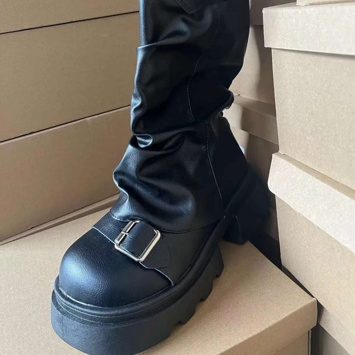 Thick Bottom Martin Boots 2025 New Autumn Retro Maillard Coarse And Mid-Clinity Fashion Boots HZ0115