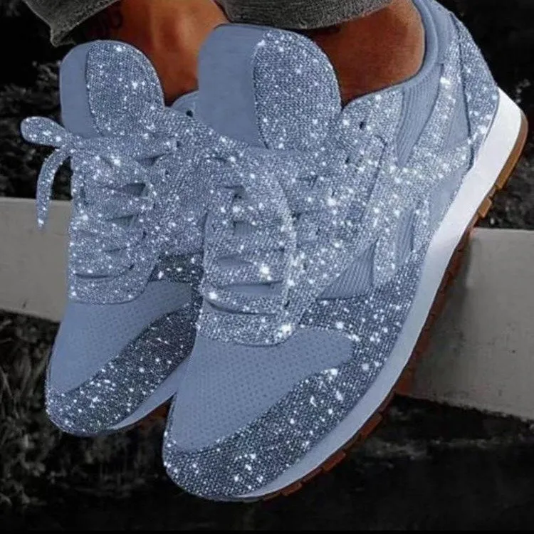 Large-Size Women's Shoes Casual Sneakers Women's New Autumn 2025 New Glided Loose Cakes With Breathable Water Drill Singles Shoes For Women HZ0115