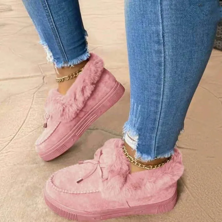 2025 Autumn And Winter Women's Cotton Boots Plus Thick Low Help To Keep Warm Wool Cotton Shoes Popular HZ0115