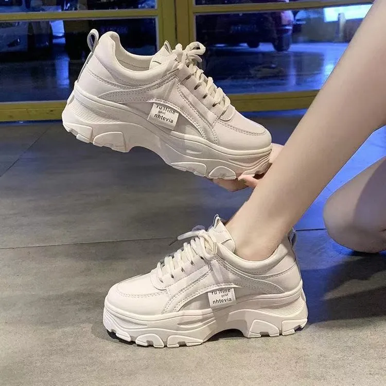 Small White Shoes Fashion Old Dad Shoes 2025 Spring And Autumn New Korean Version Of Sports Casual Shoes Thick-Soled Single Shoes HZ0115