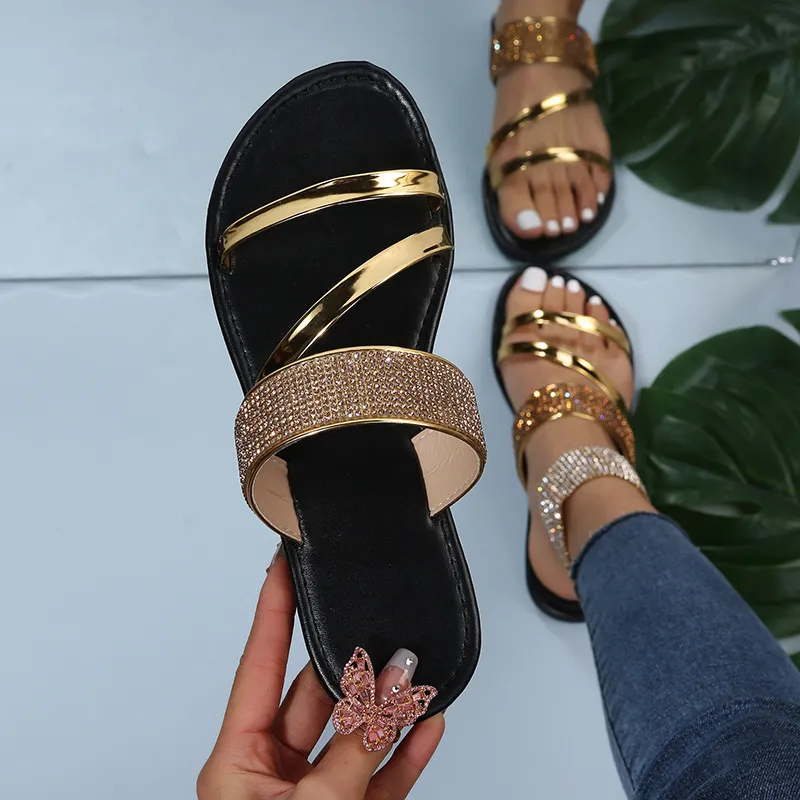 Large-Size Cool Slippers Women's Fashion Water Drill Outdoor Summer Breathable Water Drill Casual Cool Shoes HZ0115