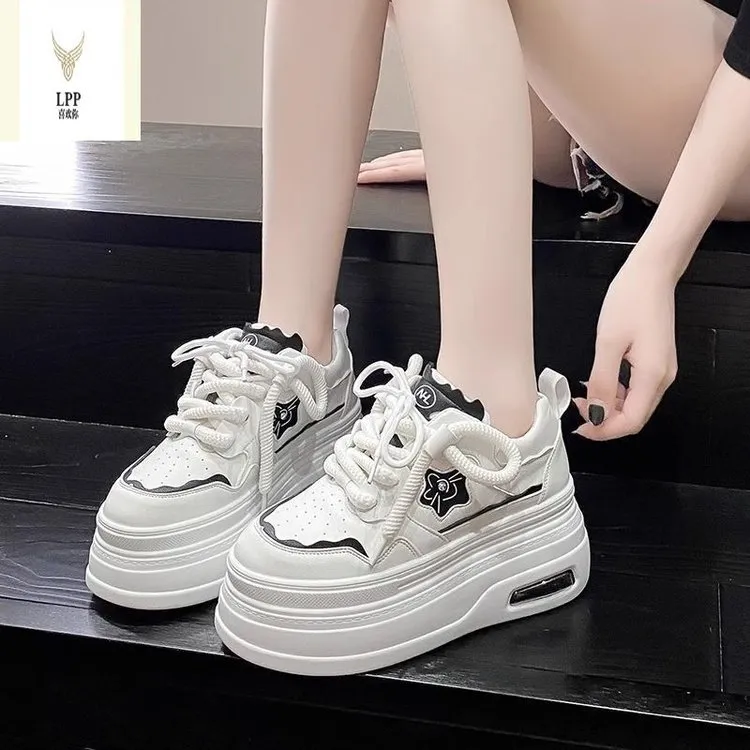Small White Shoes Women 2025 New Lace Casual Single Shoes Thick-Soled Fashion Pine Pastry Shoes HZ0115