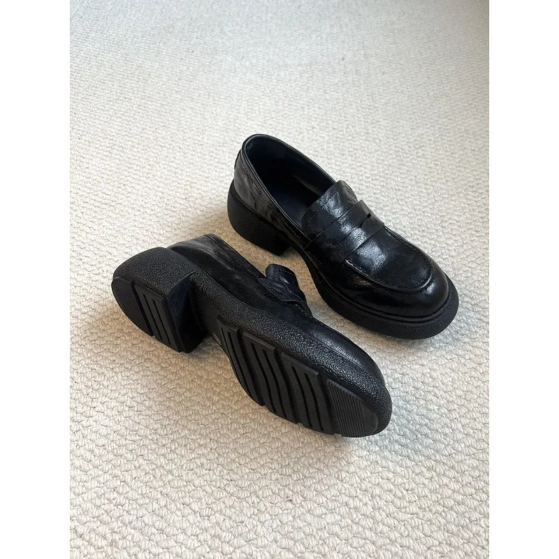 British Wind Thick-Soled Lefang Shoes Women One Foot Lazy Shoes One-Legged Single Shoe College Style Jk Uniform Shoes HZ0115