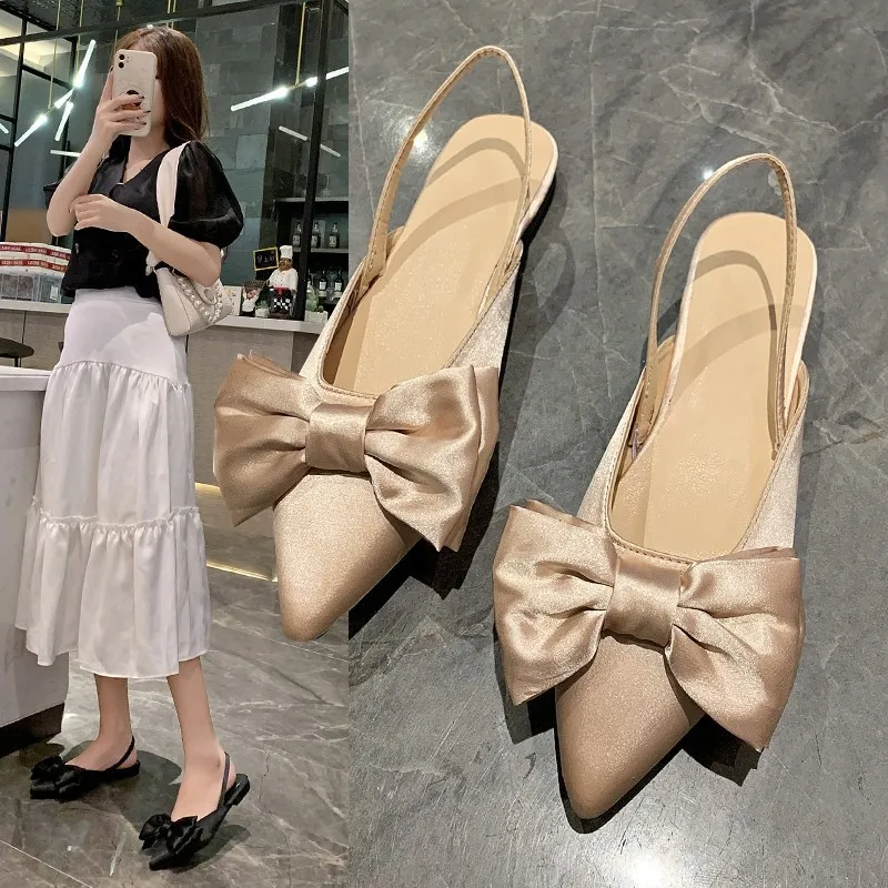 Net Red Bow Bao Head After The Empty Sandals 2025 Summer New Women's Shoes Stumbling Women's Shoes Ladies Sandals HZ0115