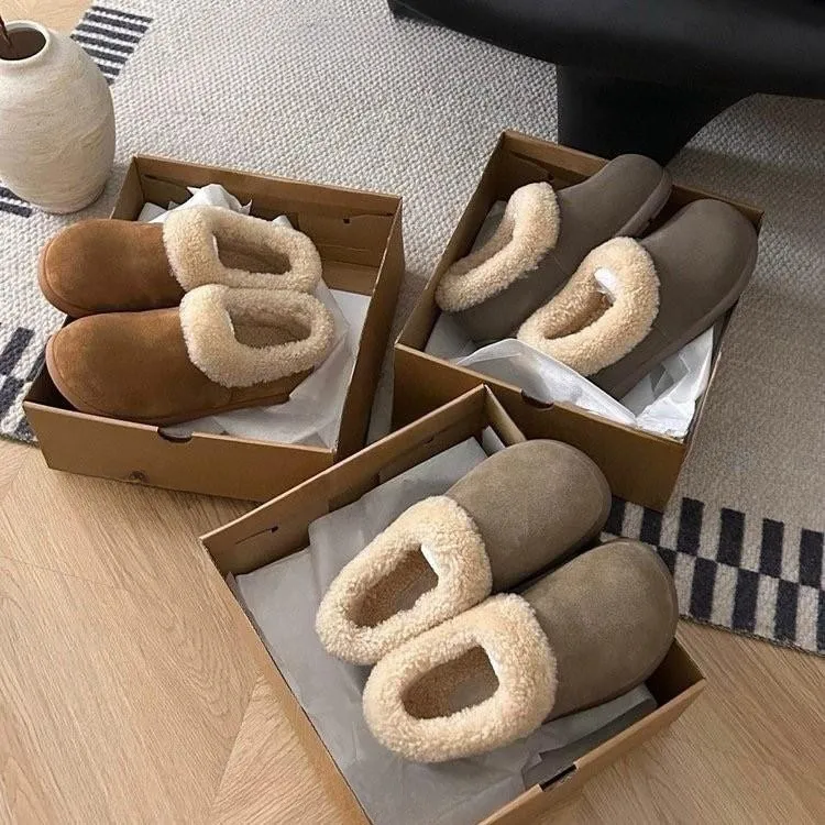 Thick Soles Of A Foot Pedal All-Inclusive Birken Shoes Women's Winter 2025 New Plus Velvet Warm Cotton Shoes Small Potatoes Hairy Snow Boots HZ0115