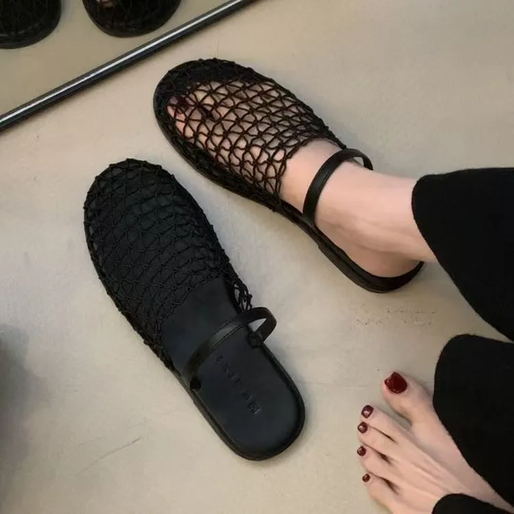 Beach Holiday Wind Net Woven Hollow Bag Head Slippers Summer New Korean Version Of Leisure Wind With Cold Slippers HZ0115