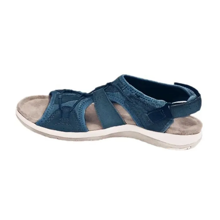 2025 New Roman Slope Heel Sandals Round Head Magic Stick Retro Large-Size Beach Solid Sandals Women HZ0115