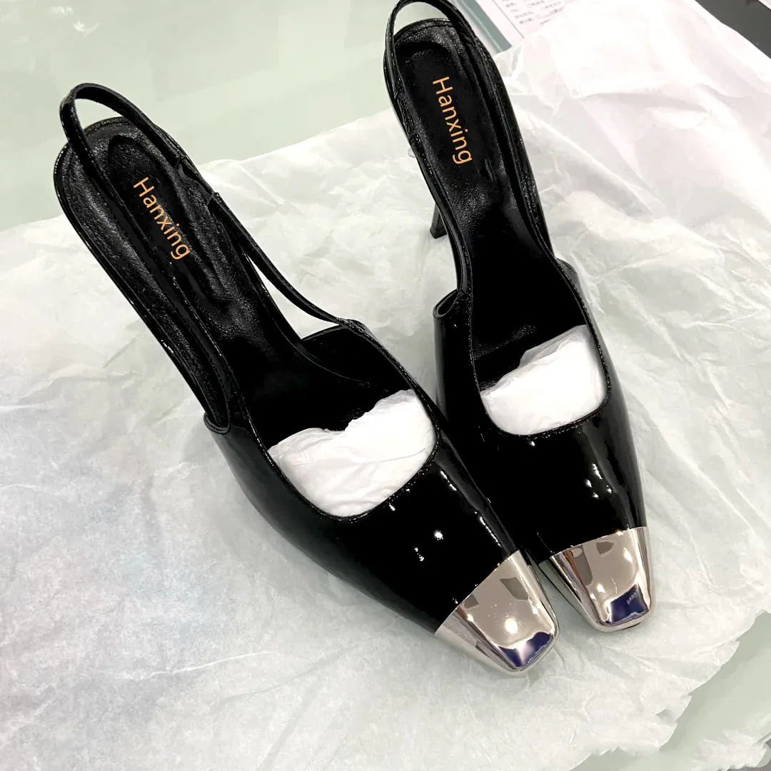 OMG! ~~ Sexy High Heels Black Fine Heel Back Empty Single Shoes Head Sandals HZ0115