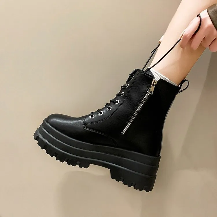 Short Boots Women's New Side Zipper Thick Bottom Tine For Autumn/Winter 2025 HZ0115