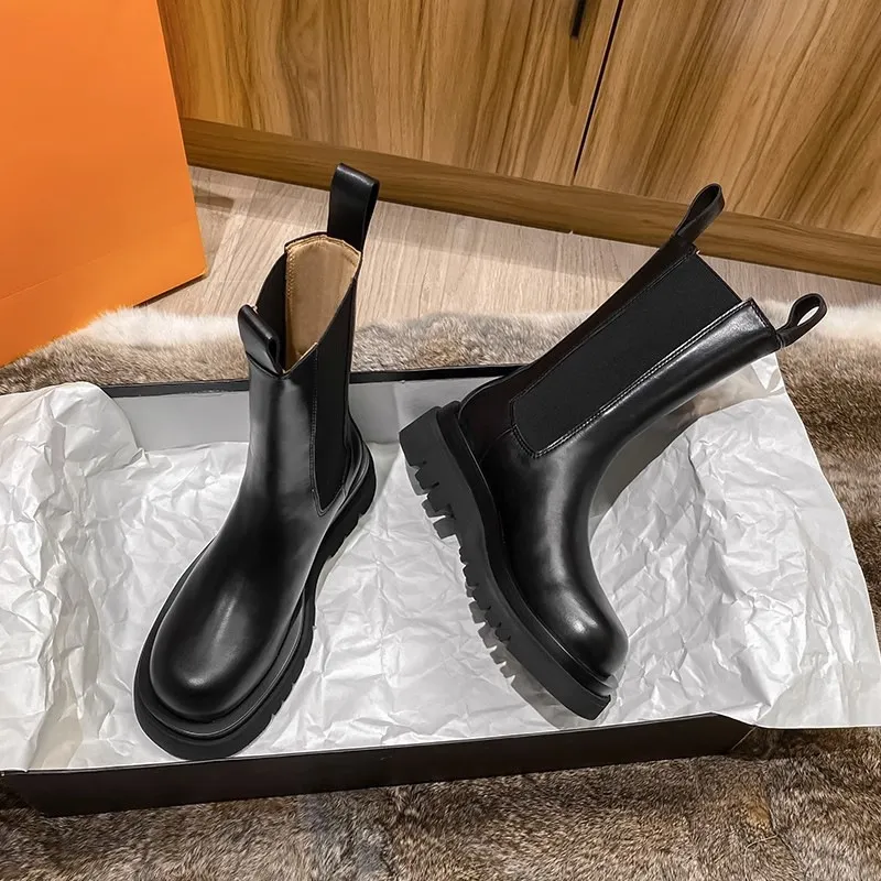 Martin Boots Women's Spring And Autumn 2025 New Small Small Increases High-Bottomed Cigarette Boots Chelsea Boots Children's Shoes HZ0115