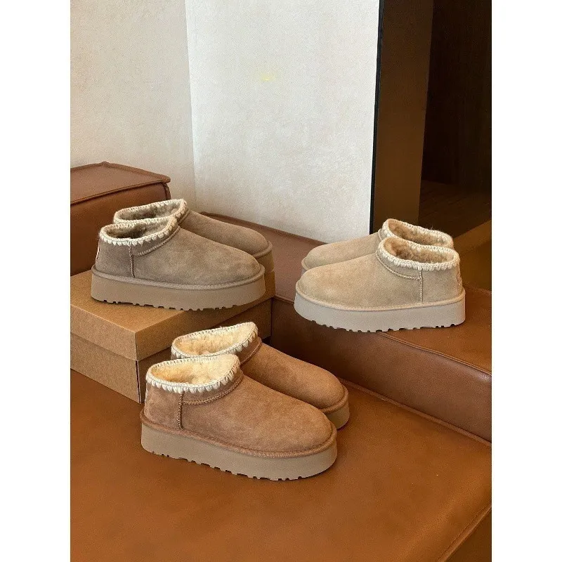Hong Kong Thick Snow Boots 2025 Autumn And Winter New Fur Integrated Boots Thick-Soled Northeast Cotton Shoes HZ0115