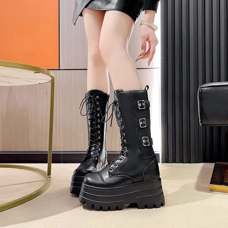COS Shoes 9CM Large-Size Thick-Bottomed Martin Boots 2025 New Round-Headed Short Boots Small British Style Chelsea Boots HZ0115