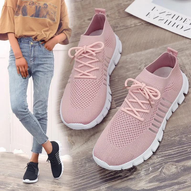 Large-Size 2025 Spring And Autumn New Women's Shoes Breathable Soft Soles Comfortable Sports Casual Shoes Lady HZ0115