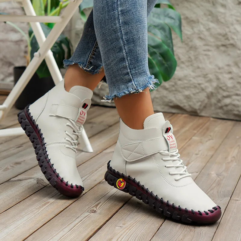 Exploding Hand-Sewn Women's Shoes High-Cotton Shoes Casual Shoes Winter Plus Velvet Warm Soft Soles Anti-Slip Mother Shoes HZ0115