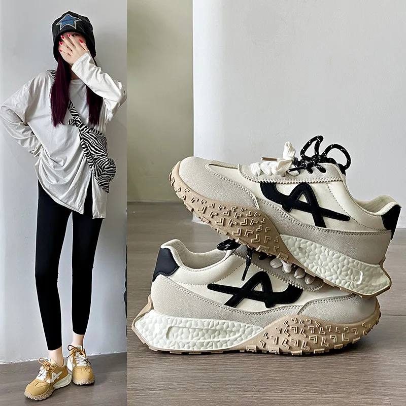 Vintage Agamde Training Shoes Women 2025 New Autumn Explosion Yellow High Casual Shoes Color Sports Shoes HZ0115