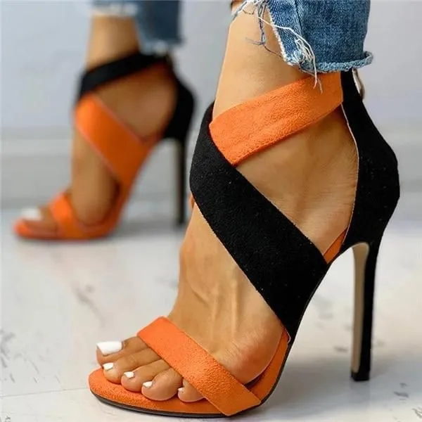 2025 Summer New Fashion Sexy Word Cross-Head With Sharp Tip Ultra-High Fine Sandals Large Size HZ0115