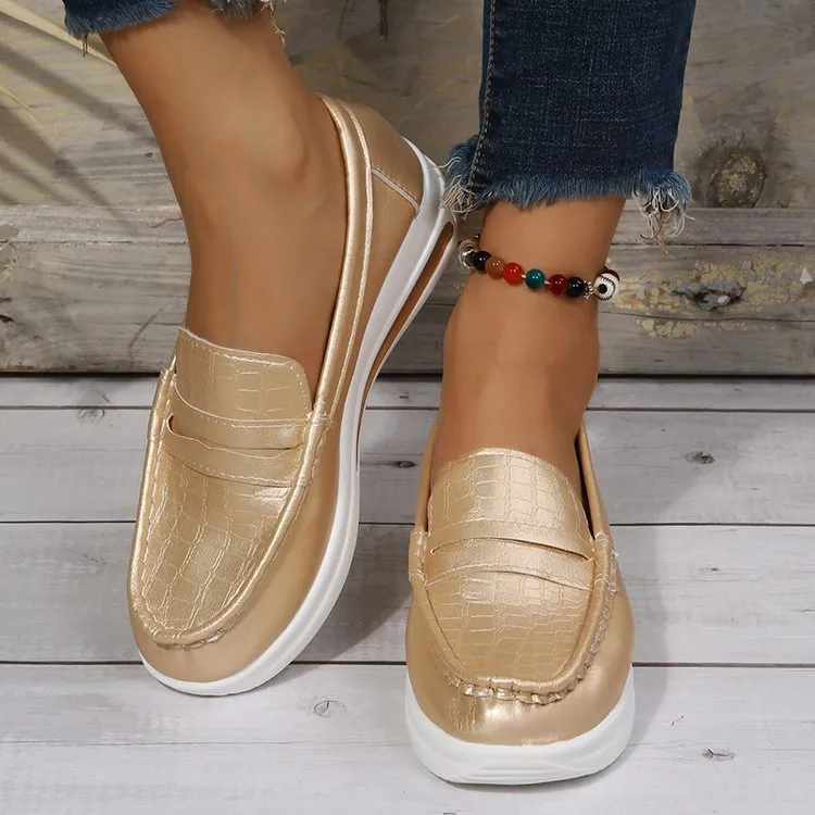 New Casual Single Shoes Women's Autumn Solid Color Round Head Low Belt Buckle Soft Soles Work Shoes Bean Shoes HZ0115