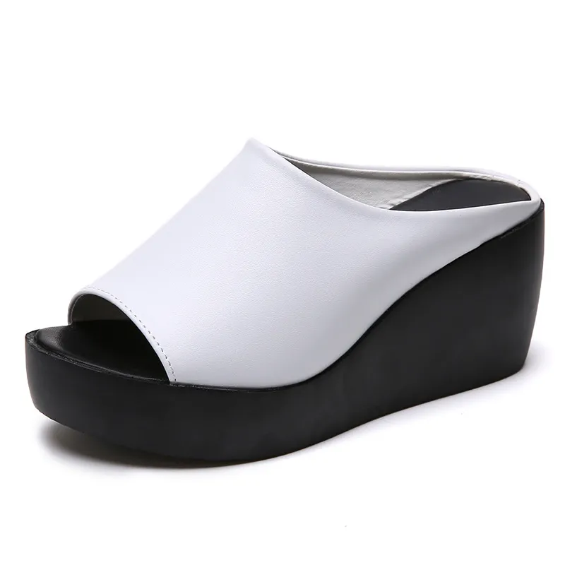 Slippers Women 2025 New Slope And Cool Slippers Summer Loose Cake Thick Bottom Fish Mouth Slippers HZ0115