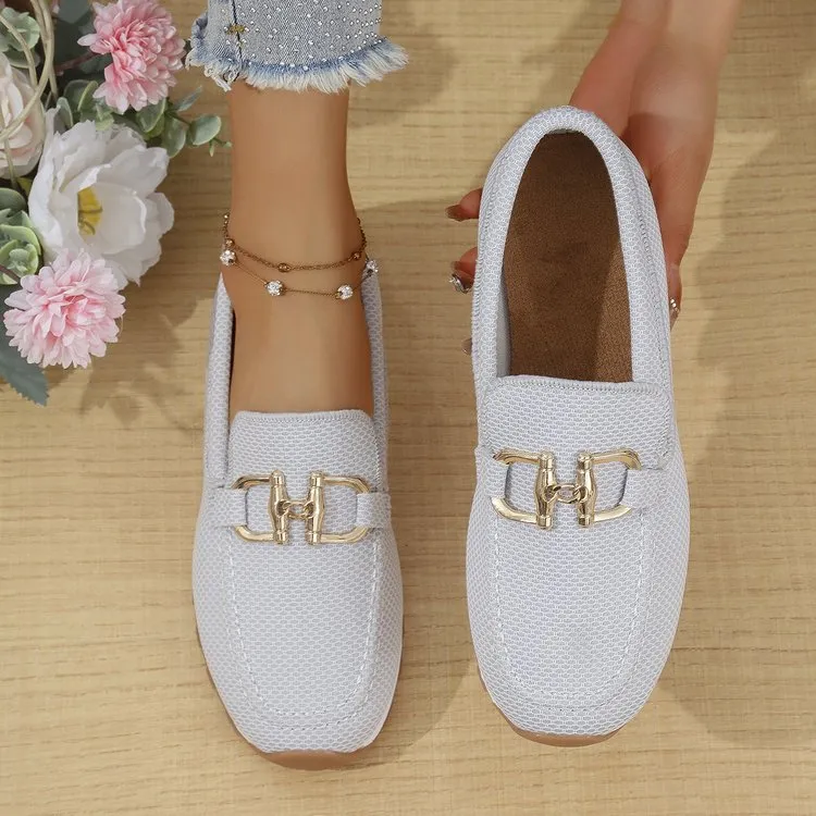 Large-Size Single-Shoe Women's 2025 New Four-Season Sneakers Shallow-Mouthed Fashion Ladies Single Shoes 43 Yards HZ0115