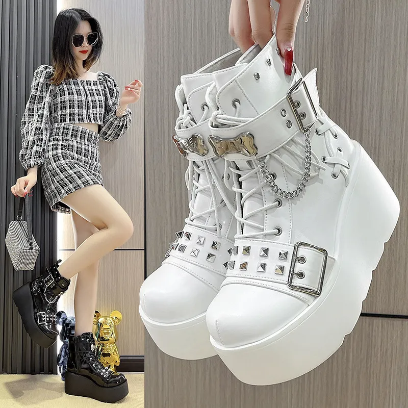 Exhibition Cos Boots Punk Windy Bottom Martin Boots Belt Buckle Knight Short Boots Teling Stylish Short Boots HZ0115