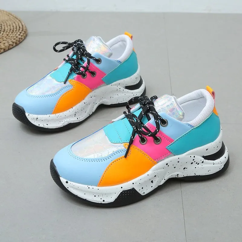 Autumn 2025 Large-Size New Slope And Thick-Sed Loose Cake Casual Women's Shoes Fashion Coloring Sneakers Women HZ0115