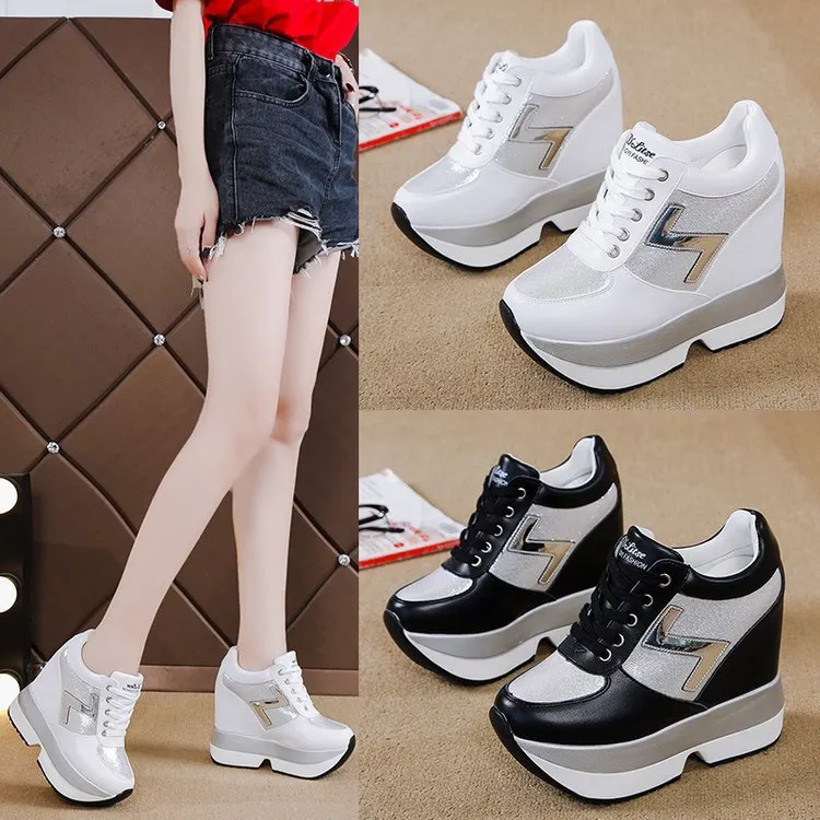 The New Net Red Tie With Thick Bottom Leisure Sports Heel Single Shoes For Small White Women In The Autumn And Summer Of 2025 HZ0115
