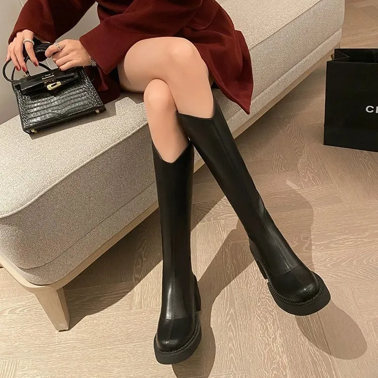 High-Heekin Women 2025 Autumn And Winter New Thick And Knight Boots But Knee Thin Boots Fashion High-Hee Boots HZ0115