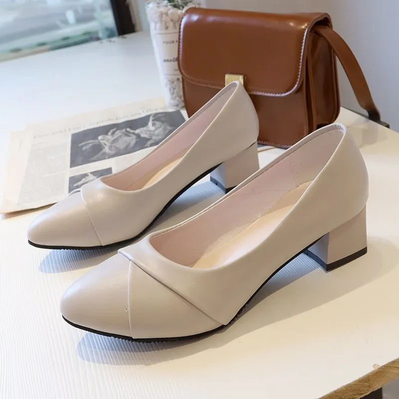 Coarse Heel Single Shoes Women 2025 New Spring And Summer Small Fragrant Wind Soft Leather Soft Sole Commuting Women's Shoes Square Head Gentle Mary Jane Shoes HZ0115