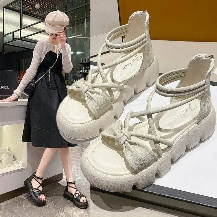Gao Gang Roman Sandals Women 2025 Summer New Thick-Soled Cross-Band-With-Rome Fashion Casual Sandals HZ0115