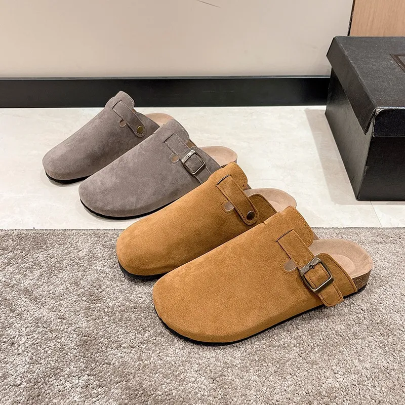 Bag Head Slippers Female Couple Softwood Tug Wish Large Size Roman Shoes Casual Half-Dragging Lazy Shoes HZ0115