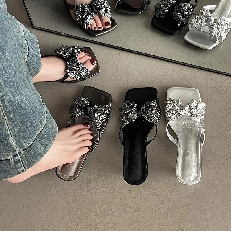 2025 Niche Design High-End Bow Summer New Fashion Comfortable High-Explosive Cool Drag -5CM HZ0115