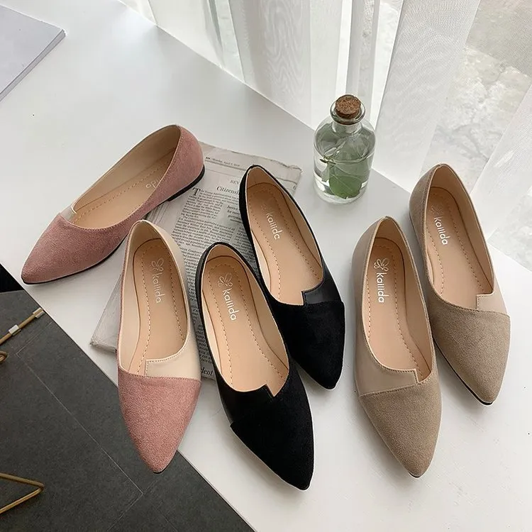 2025 Spring New Women's Shoes Fashion Evening Shoes Light Outside Wearing Pointed Flat Bottom Small Single Shoes Women HZ0115